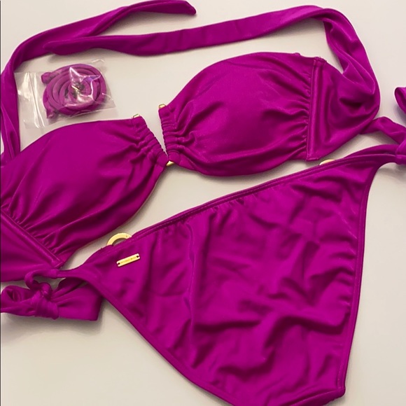 Victoria’s Secret Bikini Fuchsia w Gold Details - Picture 3 of 7